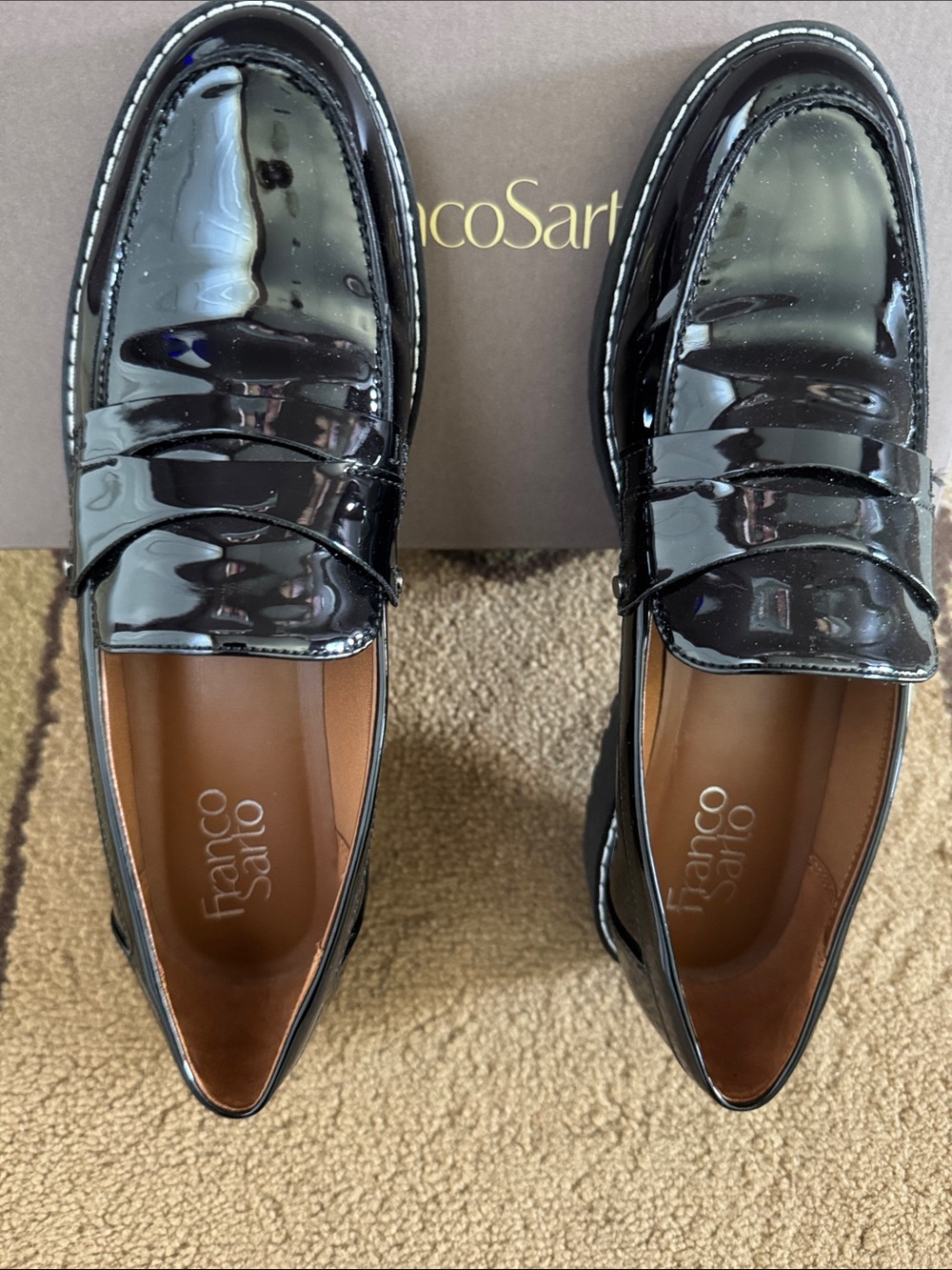Franco Sarto Black Patent Loafers